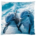 Dolphin Swimming Sea Ocean Large Premium Plush Fleece Cushion Case (One Side)