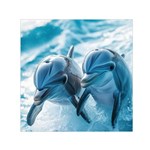Dolphin Swimming Sea Ocean Square Satin Scarf (30  x 30 )