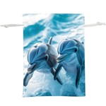 Dolphin Swimming Sea Ocean Lightweight Drawstring Pouch (XL)