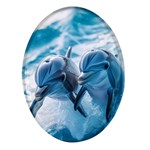 Dolphin Swimming Sea Ocean Oval Glass Fridge Magnet (4 pack)