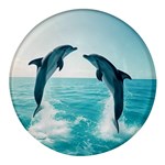 Dolphin Sea Ocean Round Glass Fridge Magnet (4 pack)