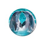 Dolphins Sea Ocean Magnet 3  (Round)