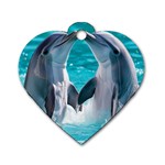 Dolphins Sea Ocean Dog Tag Heart (One Side)