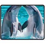 Dolphins Sea Ocean Fleece Blanket (Medium)