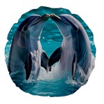 Dolphins Sea Ocean Large 18  Premium Flano Round Cushions