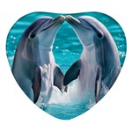 Dolphins Sea Ocean Heart Glass Fridge Magnet (4 pack)