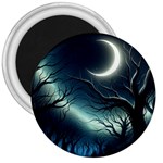Moon Moonlit Forest Fantasy Midnight 3  Magnets
