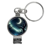 Moon Moonlit Forest Fantasy Midnight Nail Clippers Key Chain