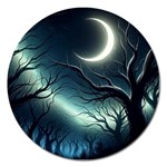 Moon Moonlit Forest Fantasy Midnight Magnet 5  (Round)