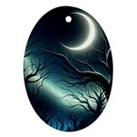 Moon Moonlit Forest Fantasy Midnight Oval Ornament (Two Sides)