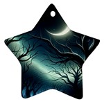 Moon Moonlit Forest Fantasy Midnight Star Ornament (Two Sides)