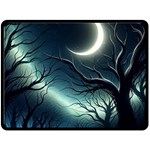 Moon Moonlit Forest Fantasy Midnight Two Sides Fleece Blanket (Large)