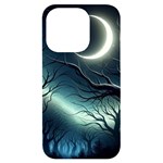 Moon Moonlit Forest Fantasy Midnight iPhone 14 Pro Black UV Print Case