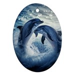 Dolphins Sea Ocean Water Ornament (Oval)