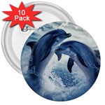 Dolphins Sea Ocean Water 3  Buttons (10 pack) 