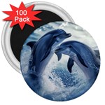 Dolphins Sea Ocean Water 3  Magnets (100 pack)