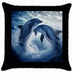 Dolphins Sea Ocean Water Throw Pillow Case (Black)