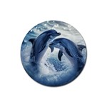 Dolphins Sea Ocean Water Rubber Coaster (Round)