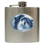 Dolphins Sea Ocean Water Hip Flask (6 oz)
