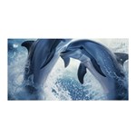 Dolphins Sea Ocean Water Satin Wrap 35  x 70 