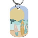 Beach Sea Surfboards Water Sand Drawing  Boho Bohemian Nature Dog Tag (Two Sides)
