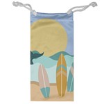 Beach Sea Surfboards Water Sand Drawing  Boho Bohemian Nature Jewelry Bag