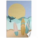 Beach Sea Surfboards Water Sand Drawing  Boho Bohemian Nature Canvas 20  x 30 