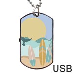 Beach Sea Surfboards Water Sand Drawing  Boho Bohemian Nature Dog Tag USB Flash (Two Sides)