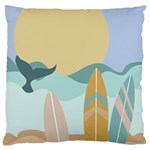 Beach Sea Surfboards Water Sand Drawing  Boho Bohemian Nature Large Cushion Case (Two Sides)