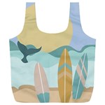 Beach Sea Surfboards Water Sand Drawing  Boho Bohemian Nature Full Print Recycle Bag (XXXL)