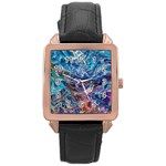 Kaleidoscopic currents Rose Gold Leather Watch 