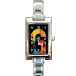 Abstract, Dark Background, Black, Typography,g Rectangle Italian Charm Watch