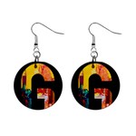 Abstract, Dark Background, Black, Typography,g Mini Button Earrings