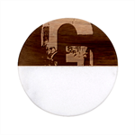 Abstract, Dark Background, Black, Typography,g Classic Marble Wood Coaster (Round) 