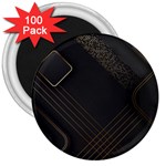 Black Background With Gold Lines 3  Magnets (100 pack)