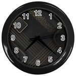Black Background With Gold Lines Wall Clock (Black)