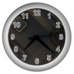 Black Background With Gold Lines Wall Clock (Silver)