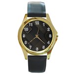 Black Background With Gold Lines Round Gold Metal Watch