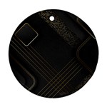 Black Background With Gold Lines Round Ornament (Two Sides)