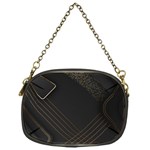 Black Background With Gold Lines Chain Purse (One Side)