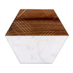Black Background With Gold Lines Marble Wood Coaster (Hexagon) 