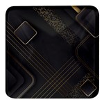 Black Background With Gold Lines Square Glass Fridge Magnet (4 pack)