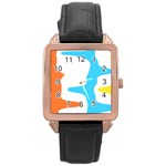 Warp Lines Colorful Multicolor Rose Gold Leather Watch 
