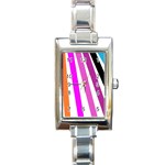 Colorful Multicolor Colorpop Flare Rectangle Italian Charm Watch