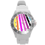 Colorful Multicolor Colorpop Flare Round Plastic Sport Watch (L)