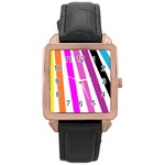 Colorful Multicolor Colorpop Flare Rose Gold Leather Watch 