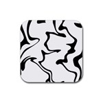 Black And White Swirl Background Rubber Coaster (Square)