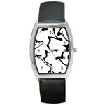 Black And White Swirl Background Barrel Style Metal Watch