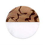 Black And White Swirl Background Classic Marble Wood Coaster (Round) 