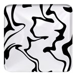 Black And White Swirl Background Square Glass Fridge Magnet (4 pack)